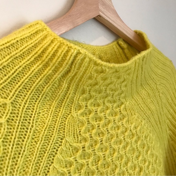 Anthropologie neon yellow oversized knit sweater - Picture 6 of 11